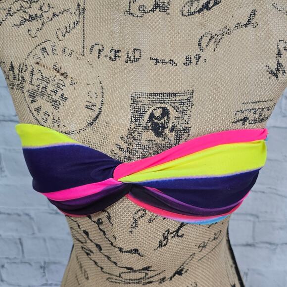 Mara Hoffman bandeau bikini top Sz S tied back swimsuit missing strap A8C - Picture 1 of 4